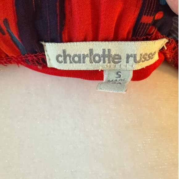 Charlotte Russe Strapless Maxi Dress Red Navy Aztec Print Sheer Overlay Small - Picture 5 of 6